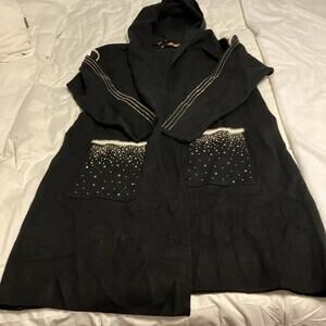 Belldini Plus Hooded Embellished Duster Cardigan NWT